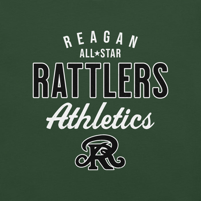 Green background with 'Reagan All-Star Rattlers Athletics' text and logo - premium t-shirt design 034