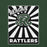 Reagan Rattlers logo with a green 'R' on a black and white striped background - premium t-shirt design 226