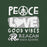 Green t-shirt with white text 'PEACE LOVE GOOD VIBES REAGAN HIGH SCHOOL' on a green background - premium t-shirt design 240