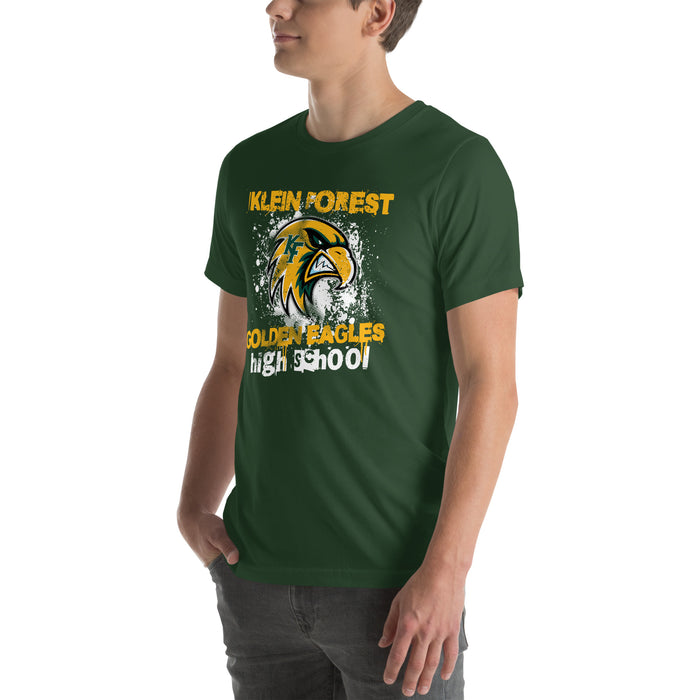 Man wearing Klein Forest High School Golden Eagles Premium Forest Green Unisex T-shirt 205