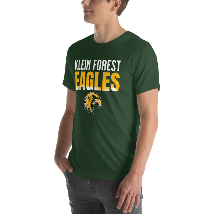 Man wearing Klein Forest High School Golden Eagles Premium Forest Green Unisex T-shirt 024