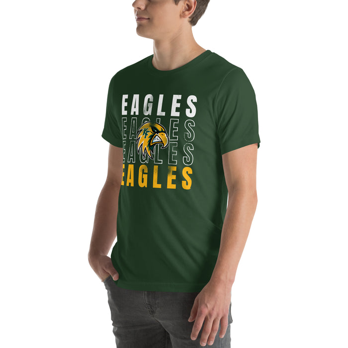 Man wearing Klein Forest High School Golden Eagles Premium Forest Green Unisex T-shirt 233