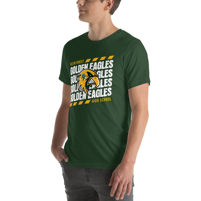 Man wearing Klein Forest High School Golden Eagles Premium Forest Green Unisex T-shirt 223