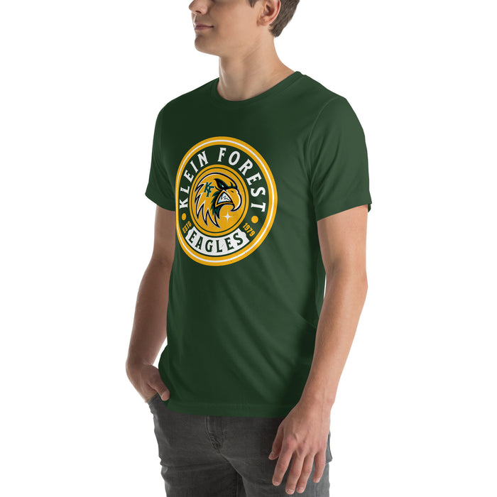 Man wearing Klein Forest High School Golden Eagles Premium Forest Green Unisex T-shirt 220