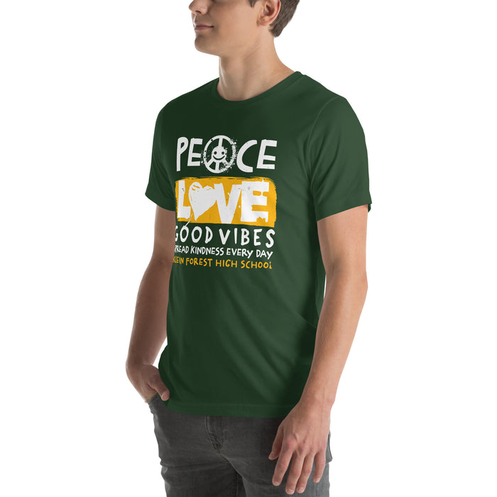 Man wearing Klein Forest High School Golden Eagles Premium Forest Green Unisex T-shirt 240