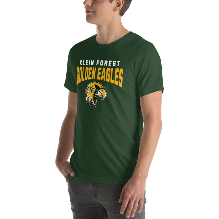 Man wearing Klein Forest High School Golden Eagles Premium Forest Green Unisex T-shirt 234
