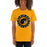 Woman wearing a Klein Oak High School Panthers Premium Gold Unisex T-shirt 03