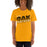 Woman wearing a Klein Oak High School Panthers Premium Gold Unisex T-shirt 32