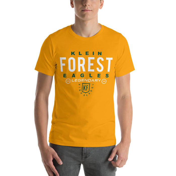 Man wearing a Klein Forest High School Premium Gold Unisex T-shirt 03