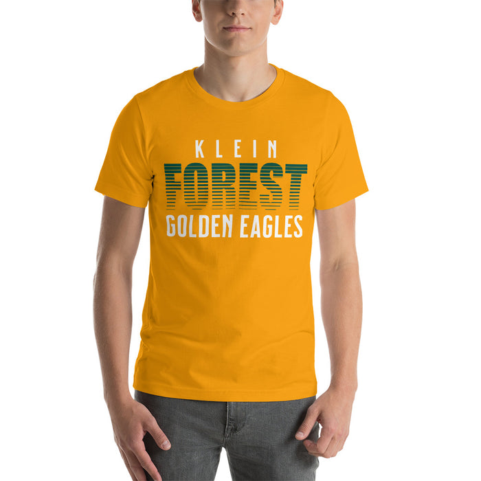 Man wearing a Klein Forest High School Premium Gold Unisex T-shirt 24