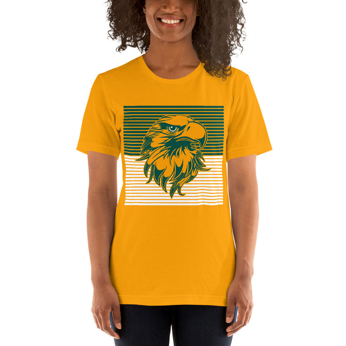 Woman wearing a Klein Forest High School Premium Gold Unisex T-shirt 27