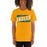 Woman wearing a Klein Forest High School Premium Gold Unisex T-shirt 84