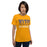 Woman wearing a Klein High School Bearkats Premium Gold Unisex T-shirt 24