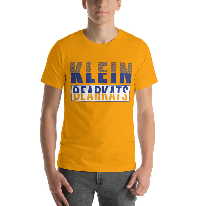 Man wearing a Klein High School Bearkats Premium Gold Unisex T-shirt 31