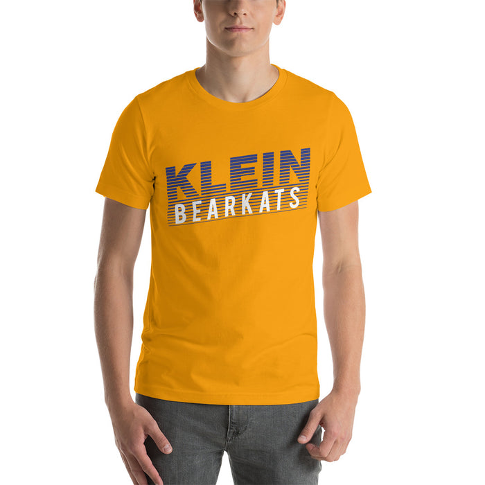 Man wearing a Klein High School Bearkats Premium Gold Unisex T-shirt 32