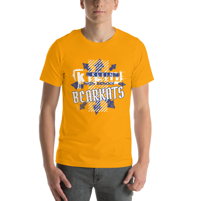 Man wearing a Klein High School Bearkats Premium Gold Unisex T-shirt 210