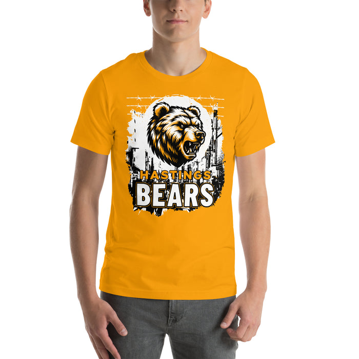 Man wearing Hastings High School Bears Black Premium Unisex T-shirt 202