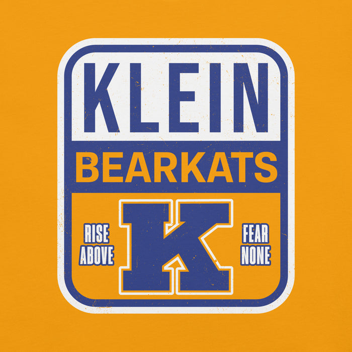 Close-up view of Klein High School Bearkats Gold Premium Unisex T-shirt 001