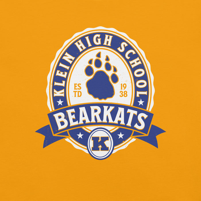 Close-up view of Klein High School Bearkats Gold Premium Unisex T-shirt 212