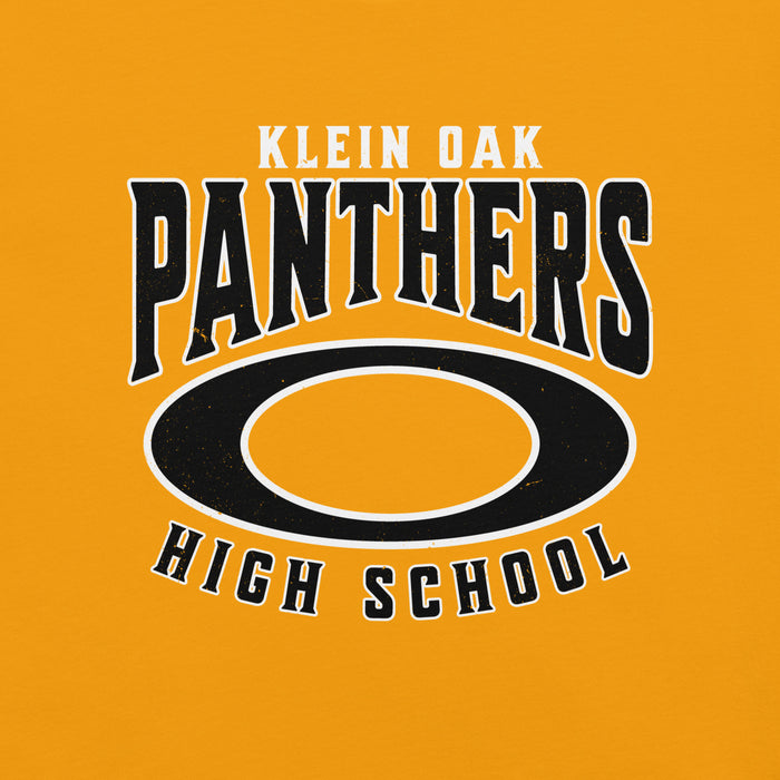 Close-up view of Klein Oak High School Panthers Premium Gold Unisex T-shirt 213