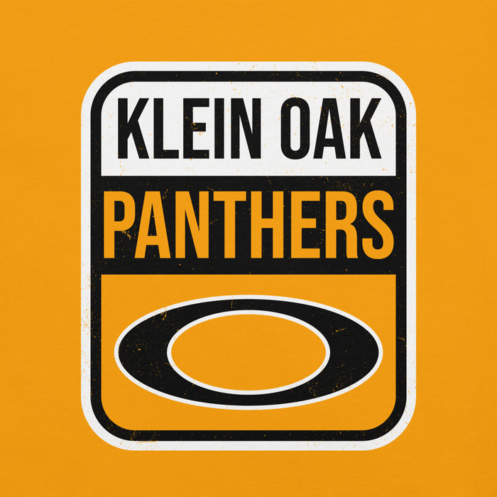 Close-up view of Klein Oak High School Panthers Premium Gold Unisex T-shirt 203