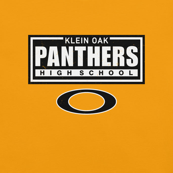 Close-up view of Klein Oak High School Panthers Premium Gold Unisex T-shirt 049
