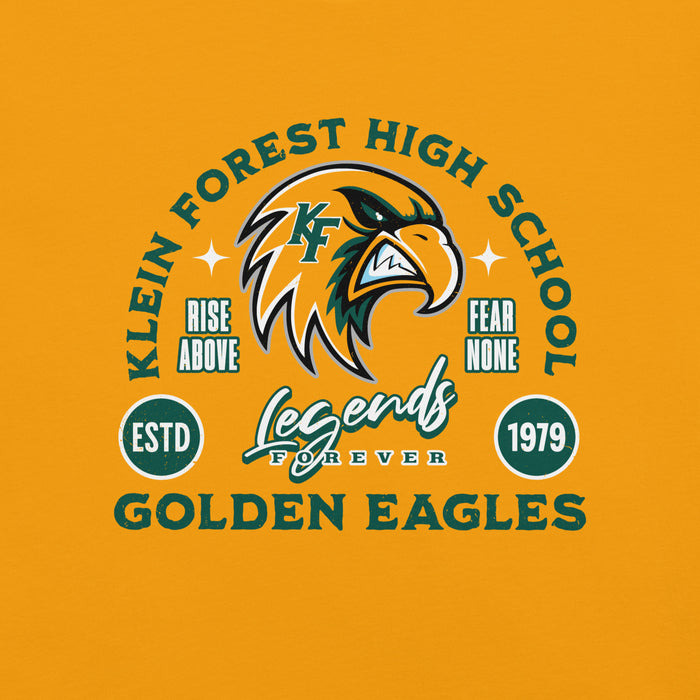 Close-up view of Klein Forest High School Golden Eagles Premium Gold Unisex T-shirt 208