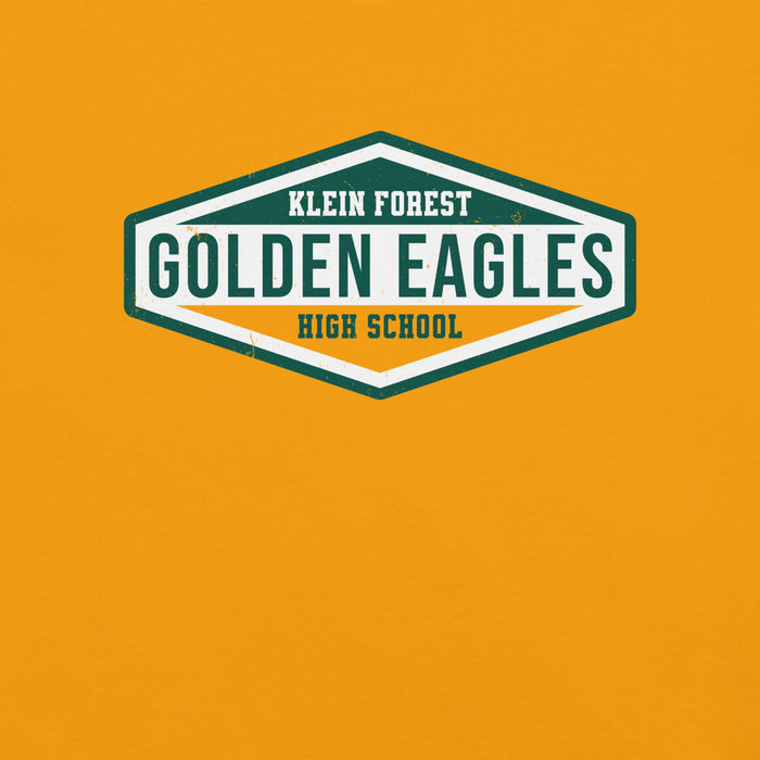 Close-up view of Klein Forest High School Golden Eagles Premium Gold Unisex T-shirt 009