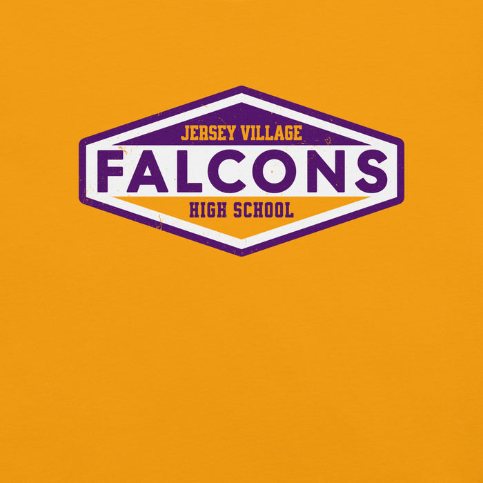 Close-up view of Jersey Village High School Falcons Gold Premium Unisex T-shirt 009