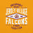 Close-up view of Jersey Village High School Falcons Gold Premium Unisex T-shirt 210