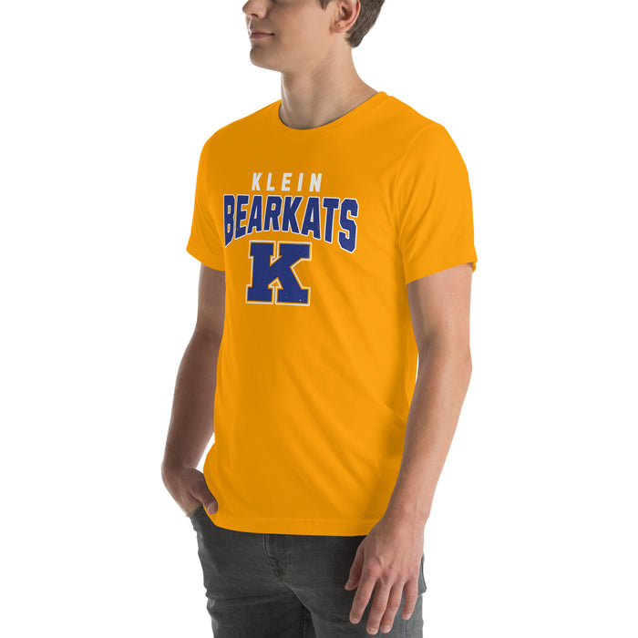 Man wearing Klein High School Bearkats Gold Premium Unisex T-shirt 234