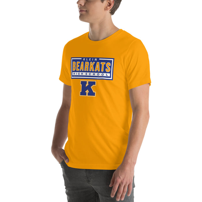 Man wearing Klein High School Bearkats Gold Premium Unisex T-shirt 049