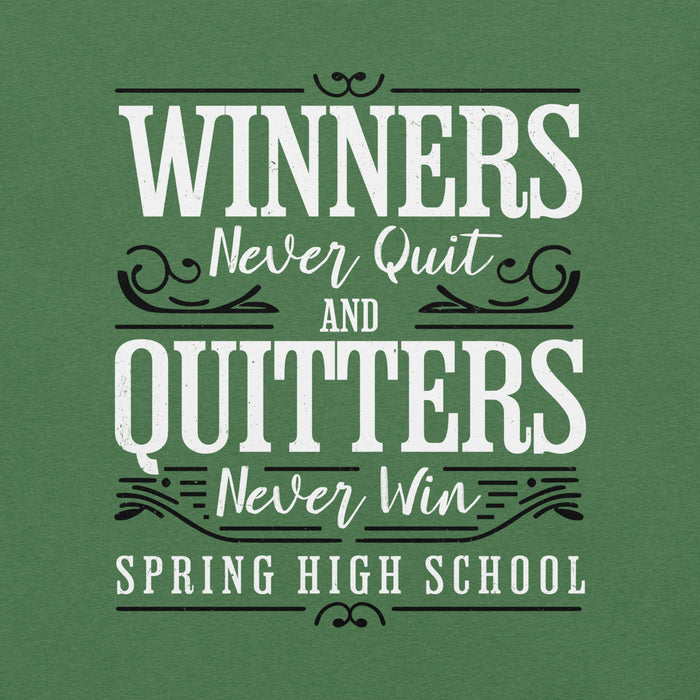 Close-up view of Spring High School Lions Heather Green Premium Unisex T-shirt 237