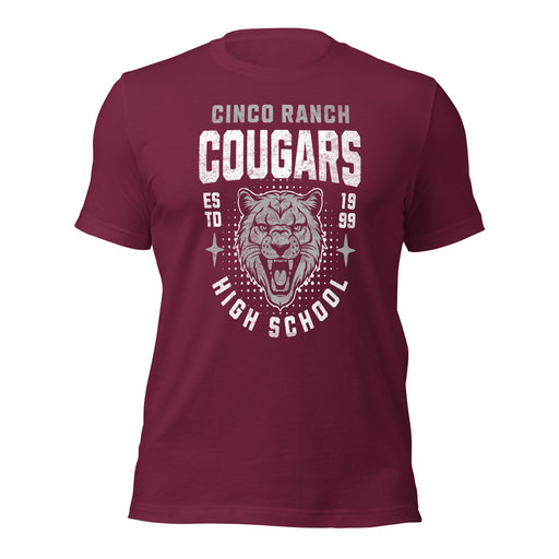 Cinco Ranch High School Cougars Premium Maroon Unisex T-shirt 201