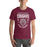 Man wearing a Cinco Ranch High School Cougars Premium Maroon Unisex T-shirt 201