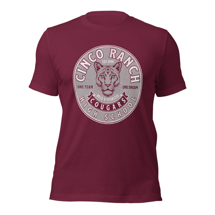 Cinco Ranch High School Cougars Premium Maroon Unisex T-shirt 204