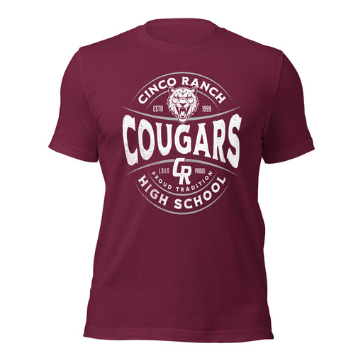 Cinco Ranch High School Cougars Premium Maroon Unisex T-shirt 205