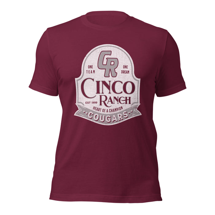 Cinco Ranch High School Cougars Premium Maroon Unisex T-shirt 207