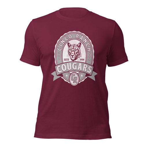 Cinco Ranch High School Cougars Premium Maroon Unisex T-shirt 208