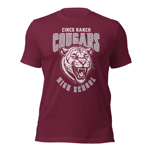 Cinco Ranch High School Cougars Premium Maroon Unisex T-shirt 214