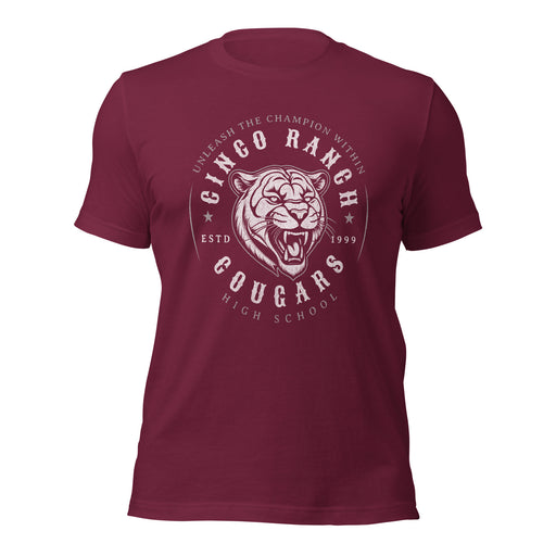 Cinco Ranch High School Cougars Premium Maroon Unisex T-shirt 217