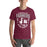 Man wearing Lewisville High School Farmers Maroon Premium Unisex T-shirt 204