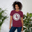 Woman wearing Lewisville High School Farmers Maroon Premium Unisex T-shirt 216