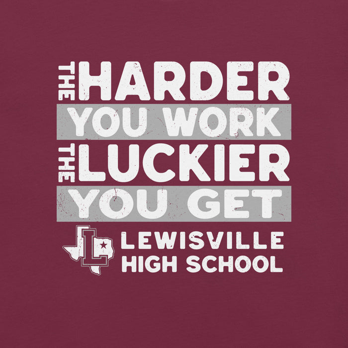 Close-up view of Lewisville High School Farmers Maroon Premium Unisex T-shirt 238