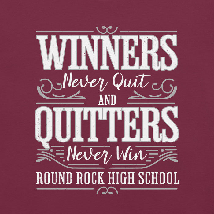 Close-up view of Round Rock High School Dragons Maroon Premium Unisex T-shirt 237