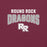 Close-up view of Round Rock High School Dragons Maroon Premium Unisex T-shirt 234
