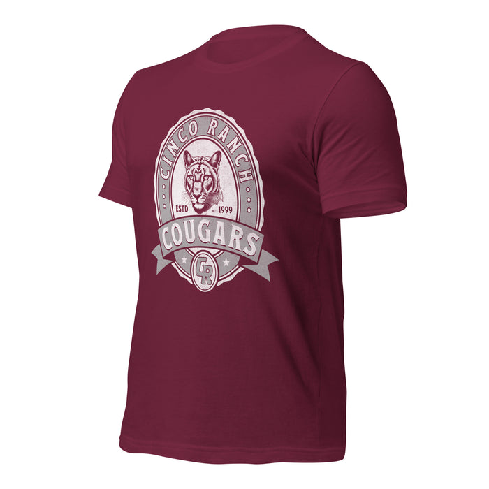 Cinco Ranch High School Cougars Premium Maroon Unisex T-shirt 208a