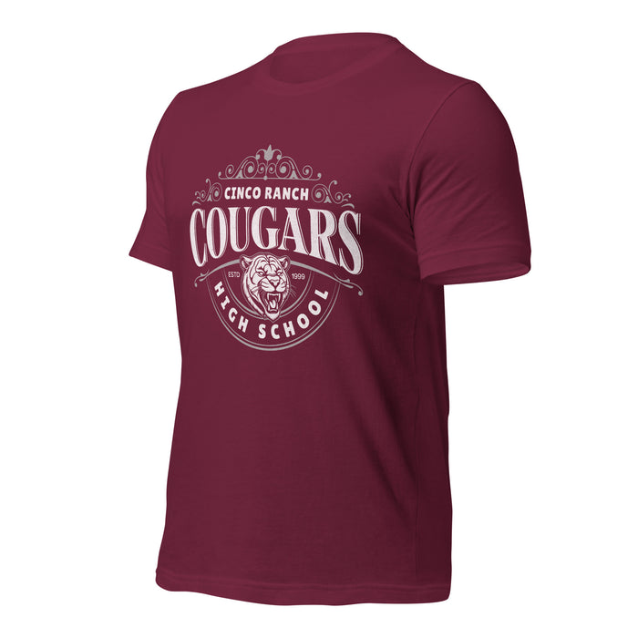 Cinco Ranch High School Cougars Premium Maroon Unisex T-shirt 213a