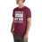 Man wearing Lewisville High School Farmers Maroon Premium Unisex T-shirt 231