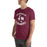 Man wearing Lewisville High School Farmers Maroon Premium Unisex T-shirt 228